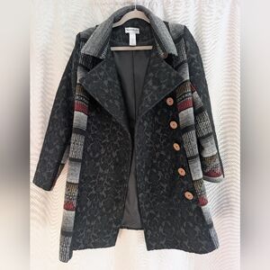 NorthStyle Whimsigoth Burnout Tapestry Peacoat M Witchy Boho Lagenlook Jacket